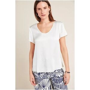 Anthropologie Lucy Short Sleeve Silk Tee Blouse Business Casual Everyday‎ Sz XL
